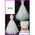 2014 guangzhou ivory/white real tulle ball wedding gowns/bridal dress beaded pink color ribbon sash/belt and lace up back V0202